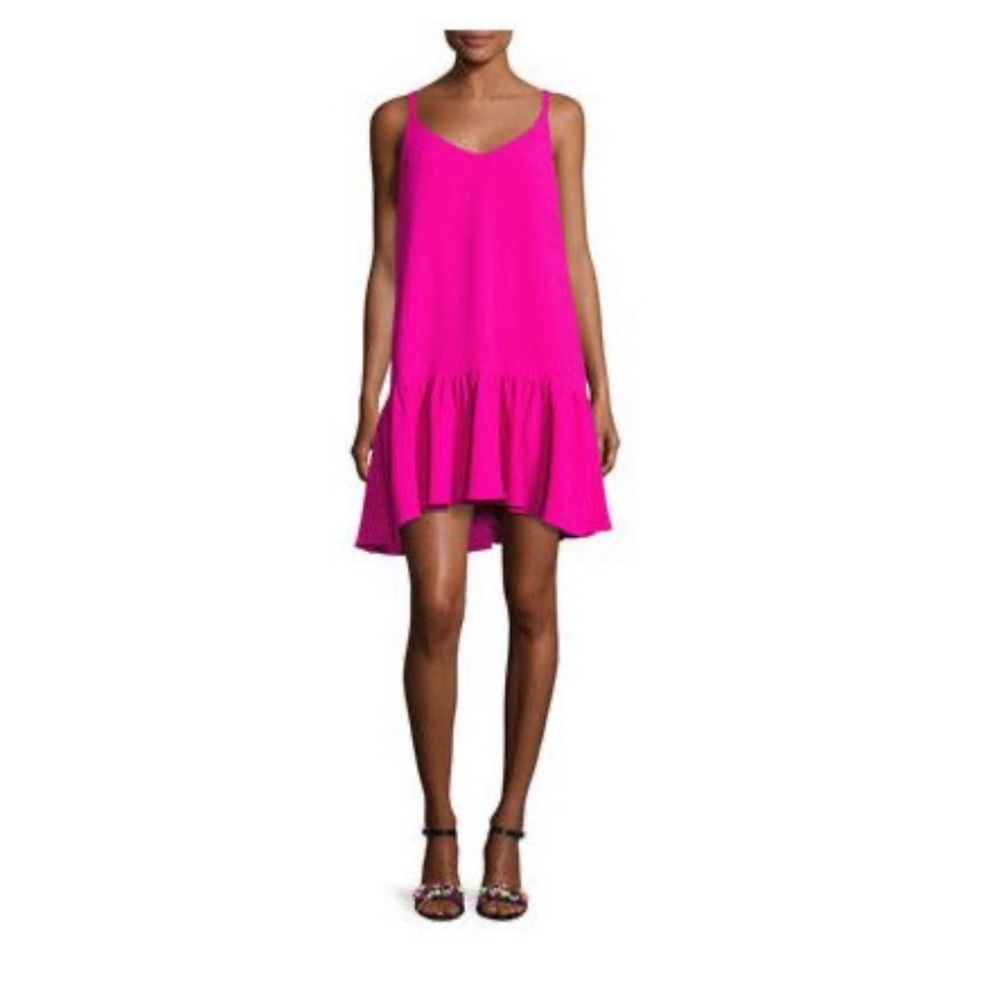 Trina Turk Crepe Flounce Drop-Waist Dress